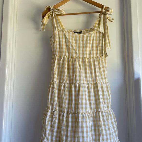 SOLD! NEW Yellow Knot strap Gingham dress - Picture 6 of 8